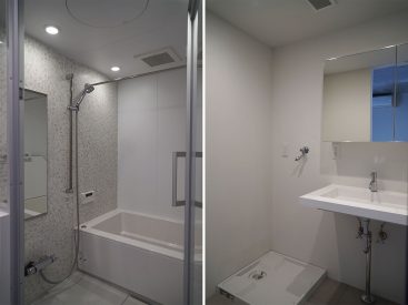 浴室の扉は透明なタイプ