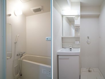 浴室と洗面台、洗濯機置き場
