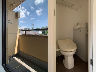 洗濯機置き場は外に。トイレは狭め！