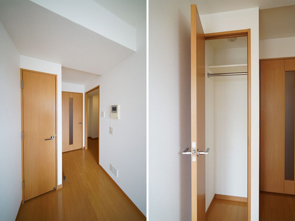お部屋の収納は小さめです