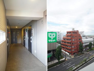 共用部、環八向こう側にスーパーと無印良品があります