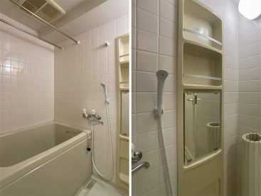 バスルームには追い焚き機能と浴室暖房乾燥機付き。