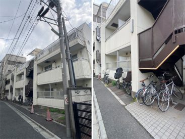 松陰神社前のサミット近くの、低層のマンションです。駐輪はみなさん共用部に。