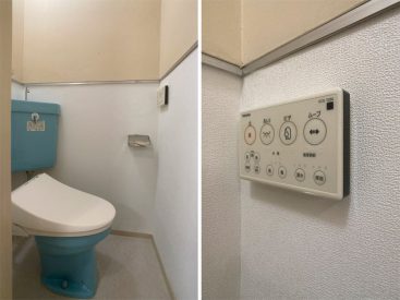 レトロなトイレは温水便座になっています。
