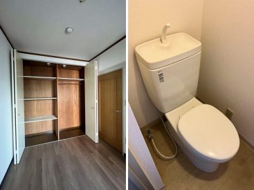 北側の洋室の収納、トイレは廊下にあります。