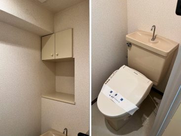 トイレには小さな収納があります（写真は反転の別部屋です）。。