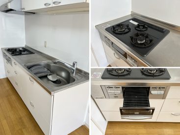 充実した大きなキッチン。収納の多さが好印象です。