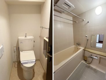 トイレはウォシュレット。浴室はタイル面。
