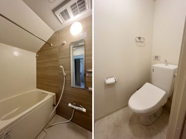 浴室乾燥付きのお風呂。トイレはウォシュレット。