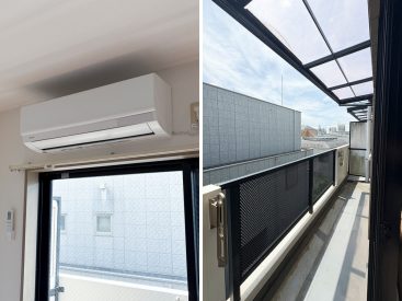 屋根付きのバルコニー。