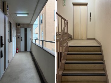 エレベーターまでに階段を数段上がらないといけないです。