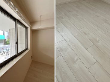 1階南からの日差しを取り込みます。床はナチュラルな色合いのフローリング。