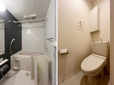 浴室乾燥付きのお風呂。トイレには収納付き。