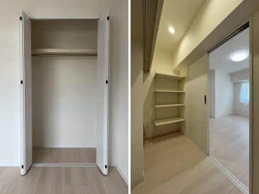 収納。（写真右）ウォークインはかなり広め。