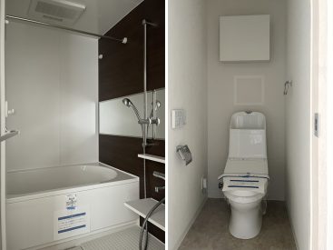 浴室乾燥の付いたお風呂。トイレはウォシュレットです。