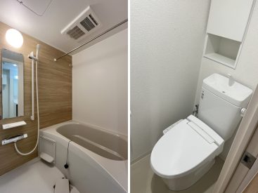 浴室乾燥のついたお風呂。トイレは温水洗浄付き。
