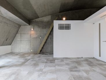 アーチのかかったコンクリート天井。スケール感があります。