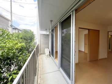 南からの日差しが入るバルコニー。