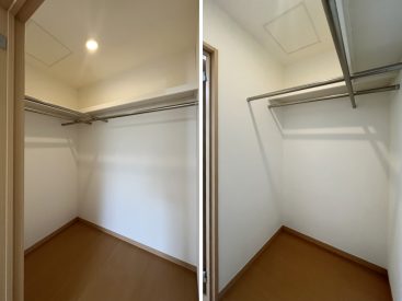大収納のウォークインクローゼット。