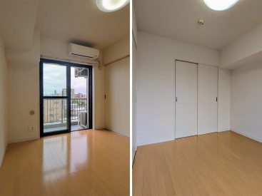 4.8帖の寝室。リビングと寝室、両方にエアコンが付いています。