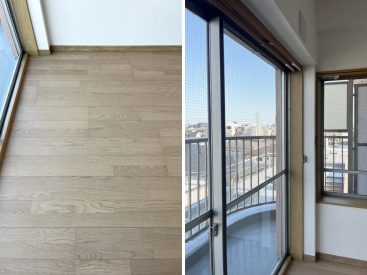 床は新しいフローリング。窓はレトロマンションそのままです。