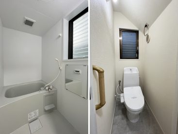 水まわりは新しめできれい。浴室・トイレの小窓も好印象。