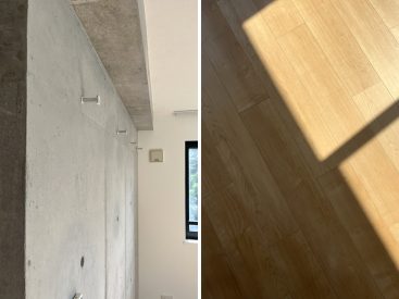 RC打ちっぱなしは一部に。床は木目のフローリング。