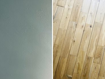 壁塗装と無垢材の魅力的なコンビネーション。