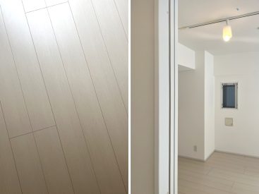 白っぽい内装は光の反射が高く1階ながら明るい空間に。