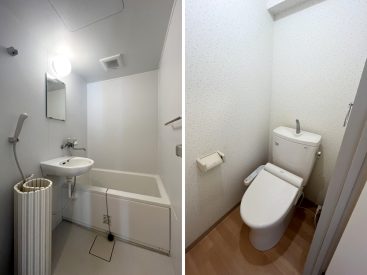 コンパクトなバスルーム、トイレもシンプルに。