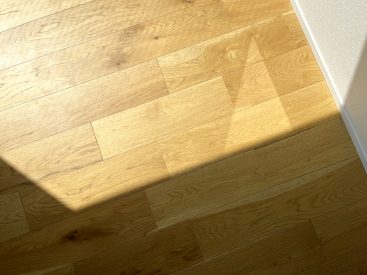 日差しにも映える、木のフローリング。