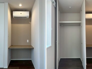 在宅ワーク用デスクと寝室収納。