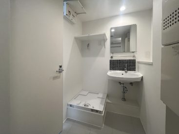 コンパクトな洗面・脱衣所。