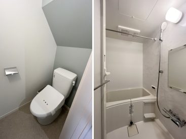 トイレはキッチンの横に。浴室乾燥機付きのお風呂。