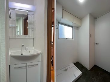 洗面台と脱衣所。