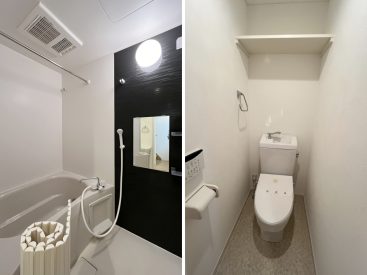 浴室乾燥付きのお風呂。トイレは温水便座。