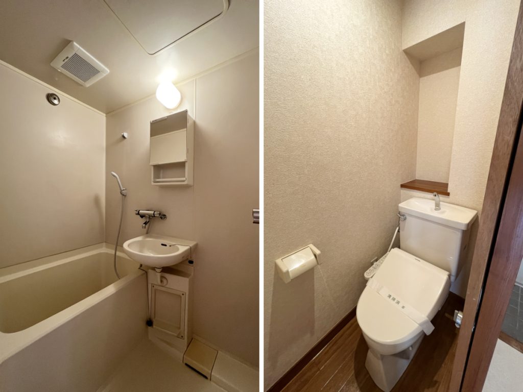 浴室、トイレは玄関先に。 浴室、トイレは玄関先に。