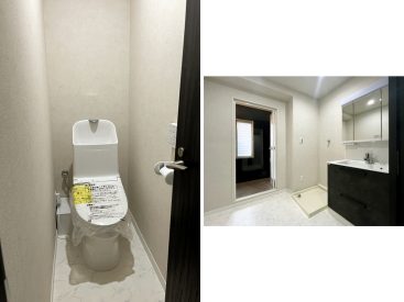 トイレは新品のもの。洗面台、脱衣所も広いです。
