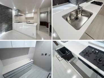 キッチンは対面タイプ。食器洗い乾燥機や収納付きで使いやすそうです。