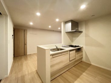 カウンターキッチンが空間を包むよう。