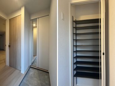 玄関とシューズボックス。かなりの大容量。