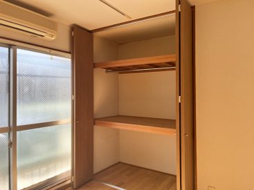 段差のある押し入れタイプの収納がひとつ。