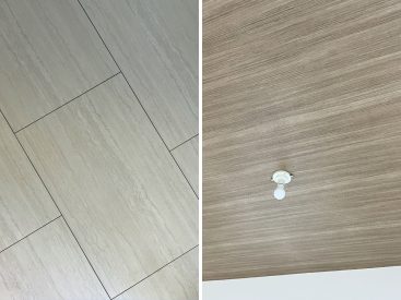 床はマットなフローリング。天井には木目調が見られます。