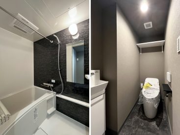 居室と同じ落ち着いたデザインの浴室・トイレ。