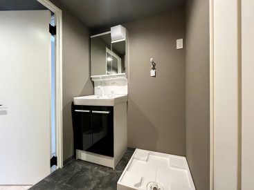 洗面・脱衣所はほどよい広さ。