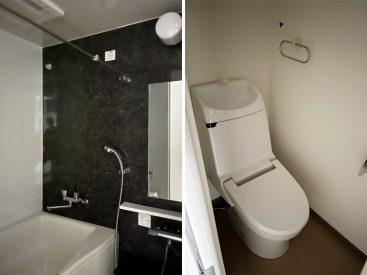 浴室乾燥の付いたお風呂。トイレはシンプルに。