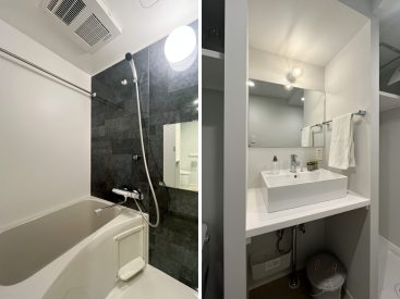 浴室乾燥付きのお風呂。使いやすい洗面台。