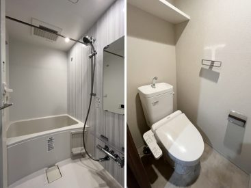 浴室乾燥の付いたお風呂。トイレは温水便座。