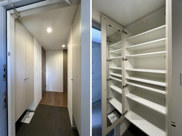 玄関まわりには3つも収納があります。