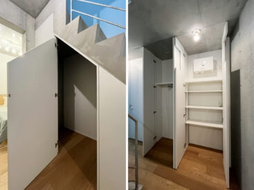 階段下の収納や衣服に使いやすいクローゼットも。